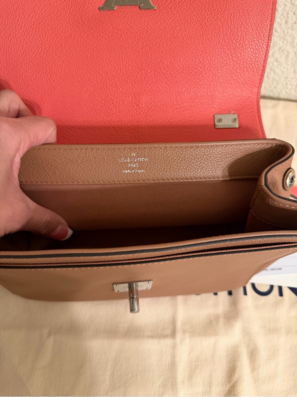 Louis Vuitton Coral Pink and Tan Crossbody Bag - Picture 7 of 11